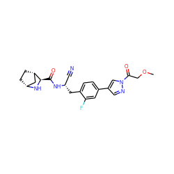 COCC(=O)n1cc(-c2ccc(C[C@@H](C#N)NC(=O)[C@H]3N[C@@H]4CC[C@H]3C4)c(F)c2)cn1 ZINC000220829999