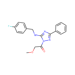 COCC(=O)n1nc(-c2ccccc2)nc1NCc1ccc(F)cc1 ZINC000002855950