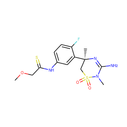 COCC(=S)Nc1ccc(F)c([C@]2(C)CS(=O)(=O)N(C)C(N)=N2)c1 ZINC000209483855