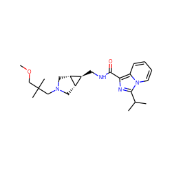 COCC(C)(C)CN1C[C@H]2[C@H](CNC(=O)c3nc(C(C)C)n4ccccc34)[C@H]2C1 ZINC000653780386