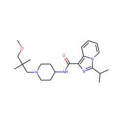 COCC(C)(C)CN1CCC(NC(=O)c2nc(C(C)C)n3ccccc23)CC1 ZINC000653783659