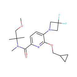 COCC(C)(C)N(C)C(=O)c1ccc(N2CC(F)(F)C2)c(OCC2CC2)n1 ZINC000149296617