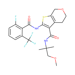 COCC(C)(C)NC(=O)c1c(NC(=O)c2c(F)cccc2C(F)(F)F)sc2c1CCOC2 ZINC000095561957