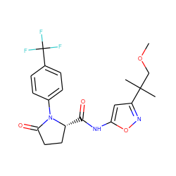 COCC(C)(C)c1cc(NC(=O)[C@@H]2CCC(=O)N2c2ccc(C(F)(F)F)cc2)on1 ZINC000147478903