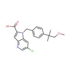 COCC(C)(C)c1ccc(Cn2c(C(=O)O)cc3ncc(Cl)cc32)cc1 ZINC000653914381