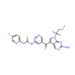 COCC(C)(C)n1cc(C(=O)c2cncc(NC(=O)Cc3ccc(Cl)cn3)c2)c2cnc(N)nc21 ZINC000169708053