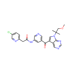 COCC(C)(C)n1cc(C(=O)c2cncc(NC(=O)Cc3ccc(Cl)cn3)c2)c2cncnc21 ZINC000169708044