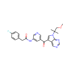 COCC(C)(C)n1cc(C(=O)c2cncc(NC(=O)Cc3ccc(F)cc3)c2)c2cncnc21 ZINC000169708047