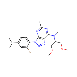 COCC(COC)N(C)c1nc(C)nc2c1nnn2-c1ccc(C(C)C)cc1Br ZINC000013794793