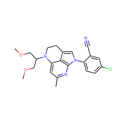 COCC(COC)N1CCc2cn(-c3ccc(Cl)cc3C#N)c3nc(C)cc1c23 ZINC000013645728