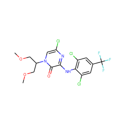 COCC(COC)n1cc(Cl)nc(Nc2c(Cl)cc(C(F)(F)F)cc2Cl)c1=O ZINC000043072766