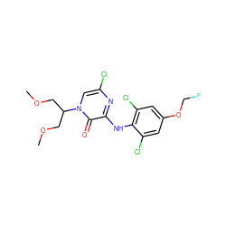 COCC(COC)n1cc(Cl)nc(Nc2c(Cl)cc(OCF)cc2Cl)c1=O ZINC000095550238