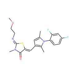 COCC/N=C1\S/C(=C\c2cc(C)n(-c3ccc(F)cc3F)c2C)C(=O)N1C ZINC000073139990