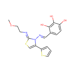 COCC/N=c1\scc(-c2cccs2)n1/N=C/c1ccc(O)c(O)c1O ZINC000012564250