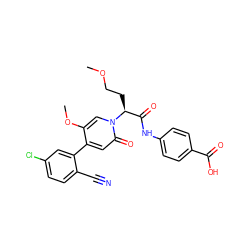 COCC[C@@H](C(=O)Nc1ccc(C(=O)O)cc1)n1cc(OC)c(-c2cc(Cl)ccc2C#N)cc1=O ZINC000220707255