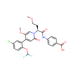 COCC[C@@H](C(=O)Nc1ccc(C(=O)O)cc1)n1cc(OC)c(-c2cc(Cl)ccc2OC(F)F)cc1=O ZINC001772593046