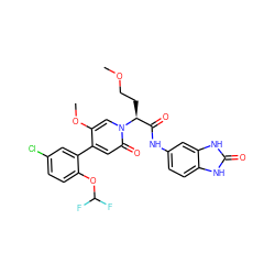 COCC[C@@H](C(=O)Nc1ccc2[nH]c(=O)[nH]c2c1)n1cc(OC)c(-c2cc(Cl)ccc2OC(F)F)cc1=O ZINC001772626075