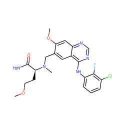 COCC[C@@H](C(N)=O)N(C)Cc1cc2c(Nc3cccc(Cl)c3F)ncnc2cc1OC ZINC000034800031