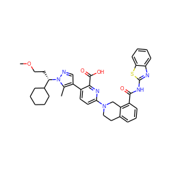 COCC[C@@H](C1CCCCC1)n1ncc(-c2ccc(N3CCc4cccc(C(=O)Nc5nc6ccccc6s5)c4C3)nc2C(=O)O)c1C ZINC000223830168