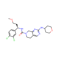 COCC[C@@H](NC(=O)N1CCc2cnc(NC3CCOCC3)nc2C1)c1ccc(Cl)c(Cl)c1 ZINC000202122845