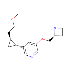 COCC[C@@H]1C[C@H]1c1cncc(OC[C@@H]2CCN2)c1 ZINC000084635776