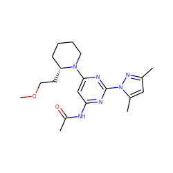 COCC[C@@H]1CCCCN1c1cc(NC(C)=O)nc(-n2nc(C)cc2C)n1 ZINC000040391160