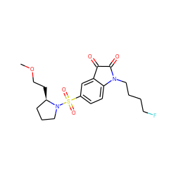 COCC[C@@H]1CCCN1S(=O)(=O)c1ccc2c(c1)C(=O)C(=O)N2CCCCF ZINC000095605898