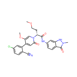 COCC[C@H](C(=O)Nc1ccc2c(=O)n(C)[nH]c2c1)n1cc(OC)c(-c2cc(Cl)ccc2C#N)cc1=O ZINC001772636630