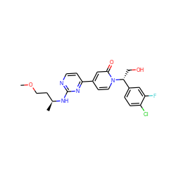 COCC[C@H](C)Nc1nccc(-c2ccn([C@H](CO)c3ccc(Cl)c(F)c3)c(=O)c2)n1 ZINC000144932660