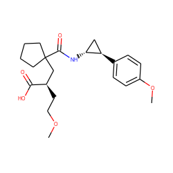 COCC[C@H](CC1(C(=O)N[C@@H]2C[C@H]2c2ccc(OC)cc2)CCCC1)C(=O)O ZINC000028641517