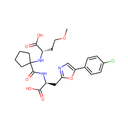 COCC[C@H](NC1(C(=O)N[C@@H](Cc2ncc(-c3ccc(Cl)cc3)o2)C(=O)O)CCCC1)C(=O)O ZINC000071331131