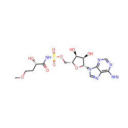 COCC[C@H](O)C(=O)NS(=O)(=O)OC[C@H]1O[C@@H](n2cnc3c(N)ncnc32)[C@H](O)[C@@H]1O ZINC000035062150