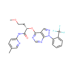 COCC[C@H](Oc1ncnc2c1cnn2-c1ccccc1C(F)(F)F)C(=O)Nc1ccc(C)cn1 ZINC000068198690