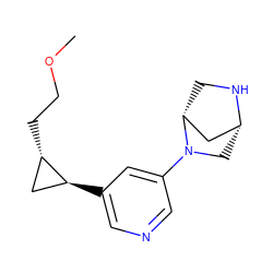 COCC[C@H]1C[C@@H]1c1cncc(N2C[C@@H]3C[C@H]2CN3)c1 ZINC001772652090