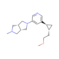 COCC[C@H]1C[C@@H]1c1cncc(N2C[C@@H]3CN(C)C[C@@H]3C2)c1 ZINC000299822466