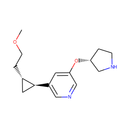 COCC[C@H]1C[C@@H]1c1cncc(O[C@@H]2CCNC2)c1 ZINC000096915344