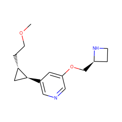 COCC[C@H]1C[C@@H]1c1cncc(OC[C@@H]2CCN2)c1 ZINC000068203257