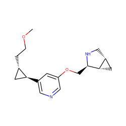 COCC[C@H]1C[C@@H]1c1cncc(OC[C@H]2NC[C@@H]3C[C@H]23)c1 ZINC000096915342