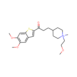 COCC[N+]1(C)CCC(CCC(=O)c2cc3cc(OC)c(OC)cc3s2)CC1 ZINC000013818041