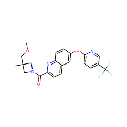 COCC1(C)CN(C(=O)c2ccc3cc(Oc4ccc(C(F)(F)F)cn4)ccc3n2)C1 ZINC001772583160