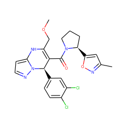 COCC1=C(C(=O)N2CCC[C@H]2c2cc(C)no2)[C@@H](c2ccc(Cl)c(Cl)c2)n2nccc2N1 ZINC000084671386