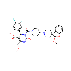 COCC1=C(C(=O)OC)[C@@H](c2cc(F)c(F)c(F)c2)N(C(=O)N2CCC(N3CCC(C(=O)OC)(c4ccccc4)CC3)CC2)C(=O)N1 ZINC000003960909