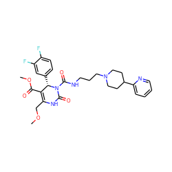 COCC1=C(C(=O)OC)[C@H](c2ccc(F)c(F)c2)N(C(=O)NCCCN2CCC(c3ccccn3)CC2)C(=O)N1 ZINC000003985508