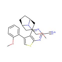 COCC1C[C@@H]2CC[C@H](C1)N2c1nc(C#N)nc2scc(-c3ccccc3OC)c12 ZINC000146461990