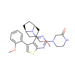 COCC1C[C@@H]2CC[C@H](C1)N2c1nc(N2CCNC(=O)C2)nc2scc(-c3ccccc3OC)c12 ZINC000146563271