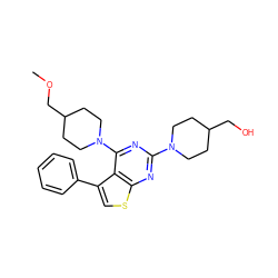 COCC1CCN(c2nc(N3CCC(CO)CC3)nc3scc(-c4ccccc4)c23)CC1 ZINC000147552391