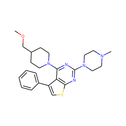 COCC1CCN(c2nc(N3CCN(C)CC3)nc3scc(-c4ccccc4)c23)CC1 ZINC000146358006