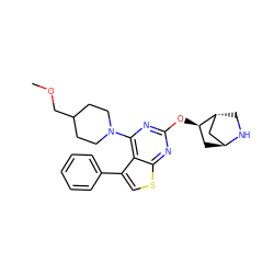 COCC1CCN(c2nc(O[C@@H]3C[C@H]4C[C@H]3CN4)nc3scc(-c4ccccc4)c23)CC1 ZINC000653671288