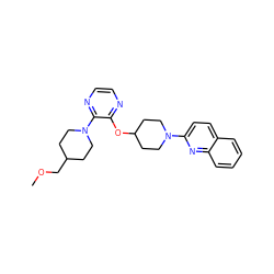 COCC1CCN(c2nccnc2OC2CCN(c3ccc4ccccc4n3)CC2)CC1 ZINC000096168780