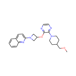 COCC1CCN(c2nccnc2OC2CN(c3ccc4ccccc4n3)C2)CC1 ZINC000096168725